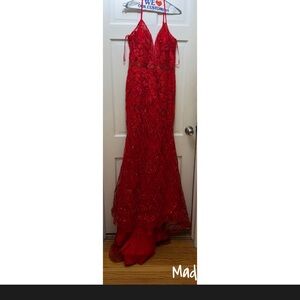 Elegant Red Lace Gown